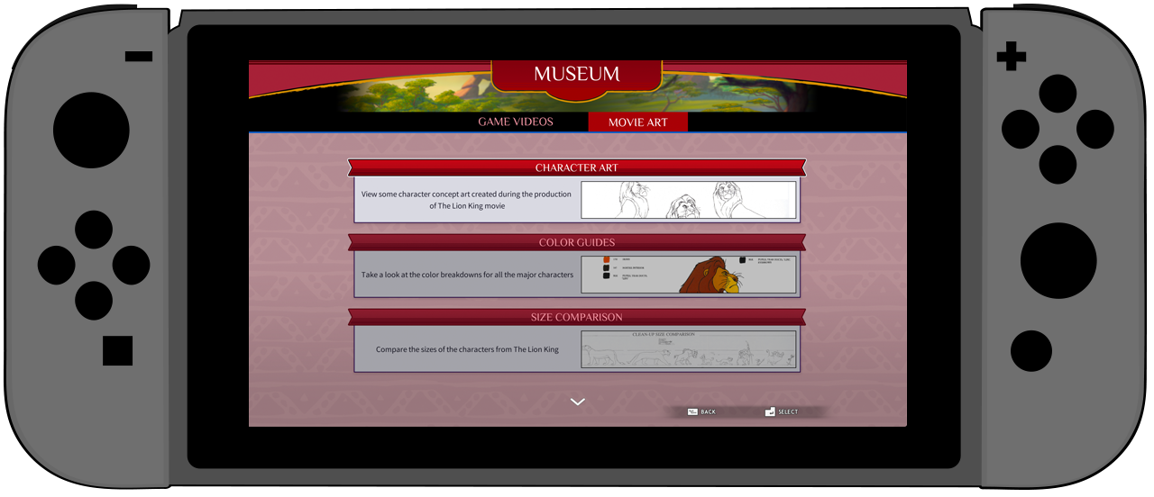 The Lion King museum UI design